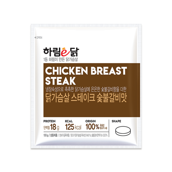 하림이닭 닭가슴살 스테이크 숯불갈비맛 100g 1팩